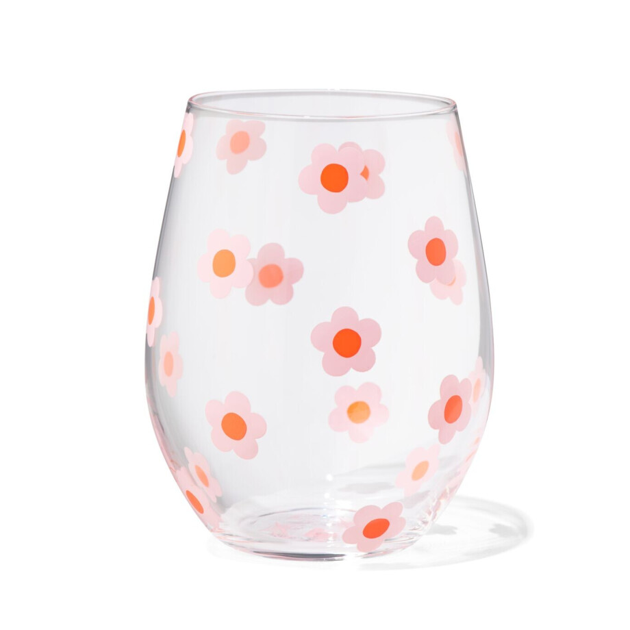 HEMA HEMA Drinkglas 550ml Bloem Roze HEMA HEMA Drinkglas 550ml Bloem Roze afbeelding