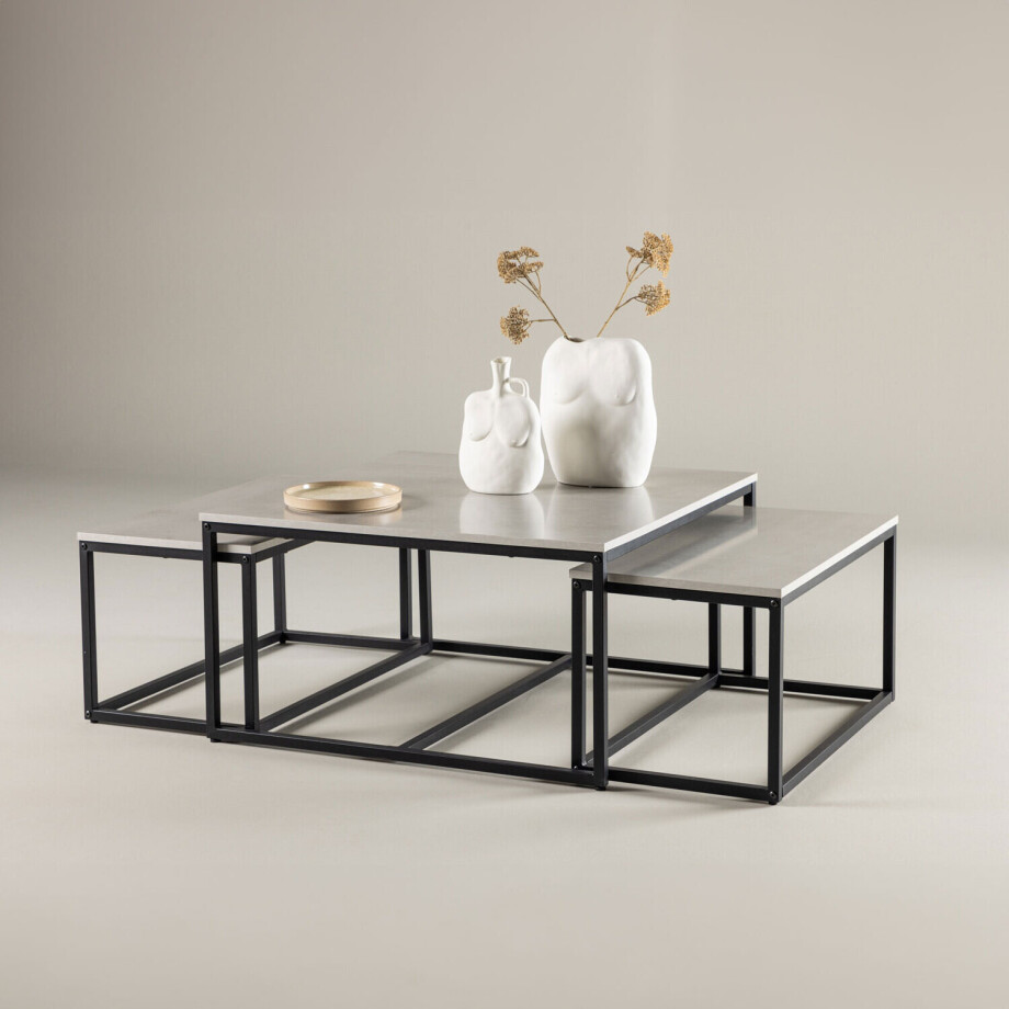 Nohr Salontafel 'Dacey' Betonlook, Set van 3 stuks afbeelding 1