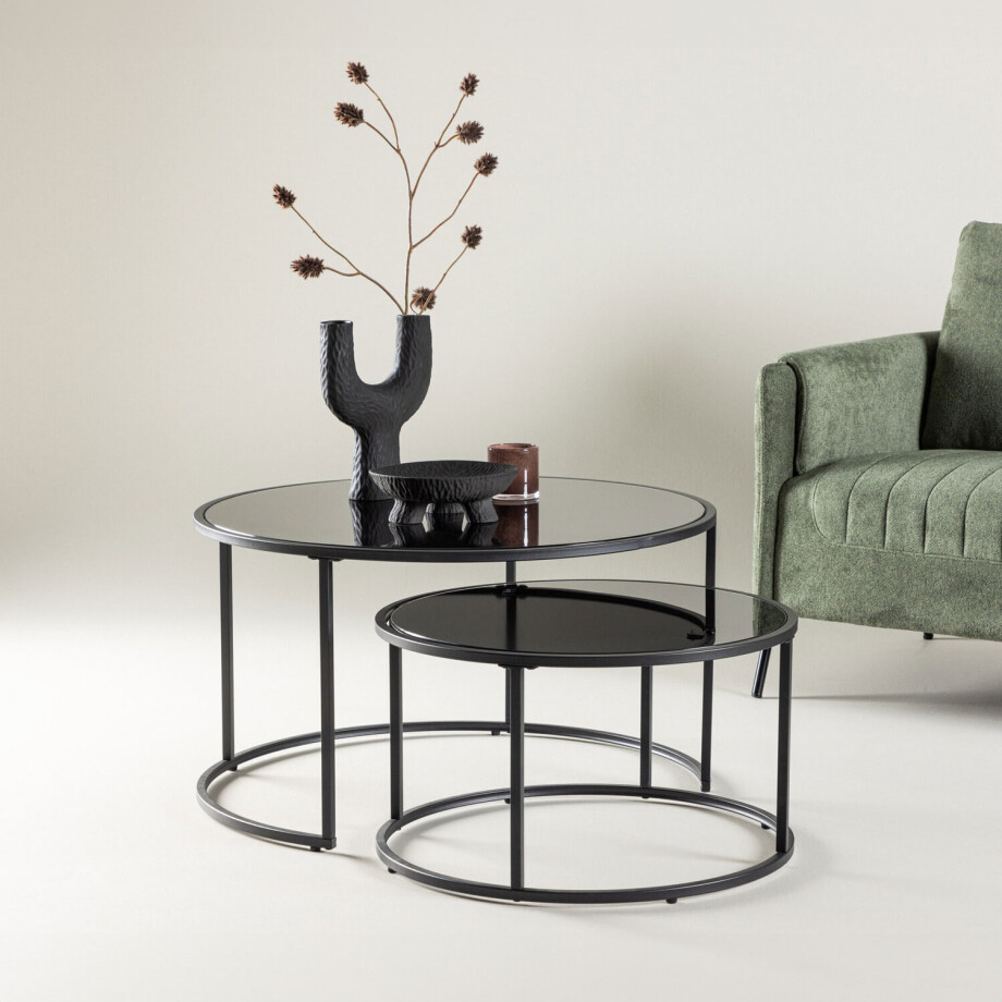 Nohr Ronde Salontafel 'Quan' Set van 2 stuks, kleur Zwart afbeelding 1