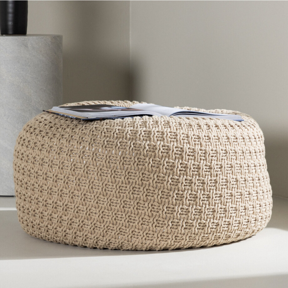 Nohr Poef 'Montario' 45cm, kleur Beige Nohr Poef 'Montario' 45cm, kleur Beige afbeelding 1