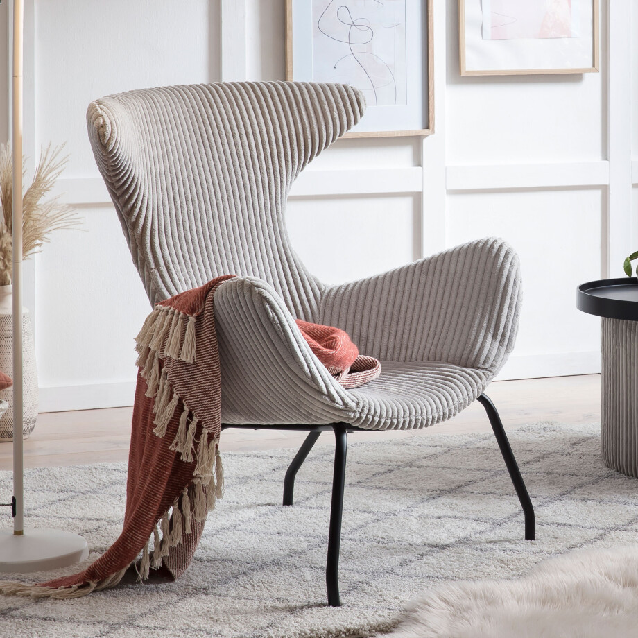 Artistiq Fauteuil 'Ariel' Rib, kleur grijs Artistiq Fauteuil 'Ariel' Rib, kleur grijs afbeelding 1