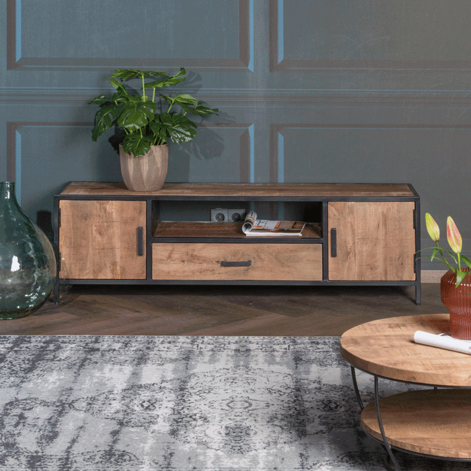 LivingFurn TV-meubel 'Sturdy' kleur Naturel, 160 cm afbeelding 