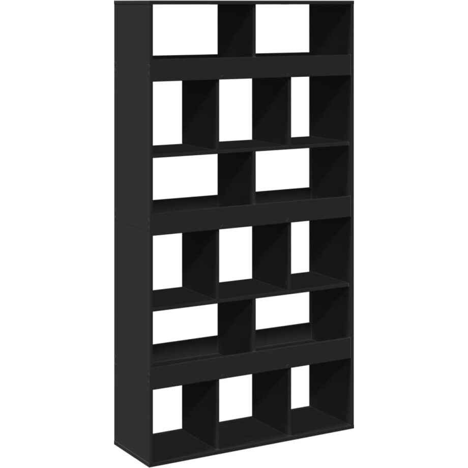 vidaXL - Boekenkast - 100x33x187,5 - cm - bewerkt - hout - zwart afbeelding 1