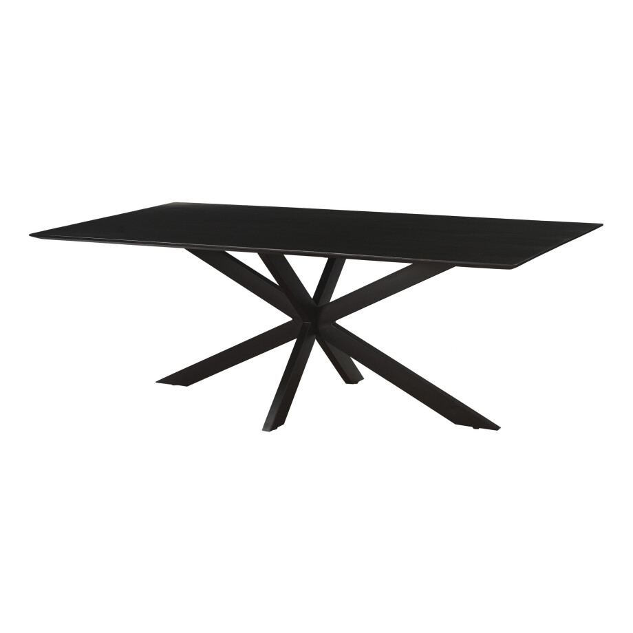 Livingfurn Eettafel 'Oslo' Mangohout en staal, kleur Zwart, 220 x 100cm Livingfurn Eettafel 'Oslo' Mangohout en staal, kleur Zwart, 220 x 100cm afbeelding