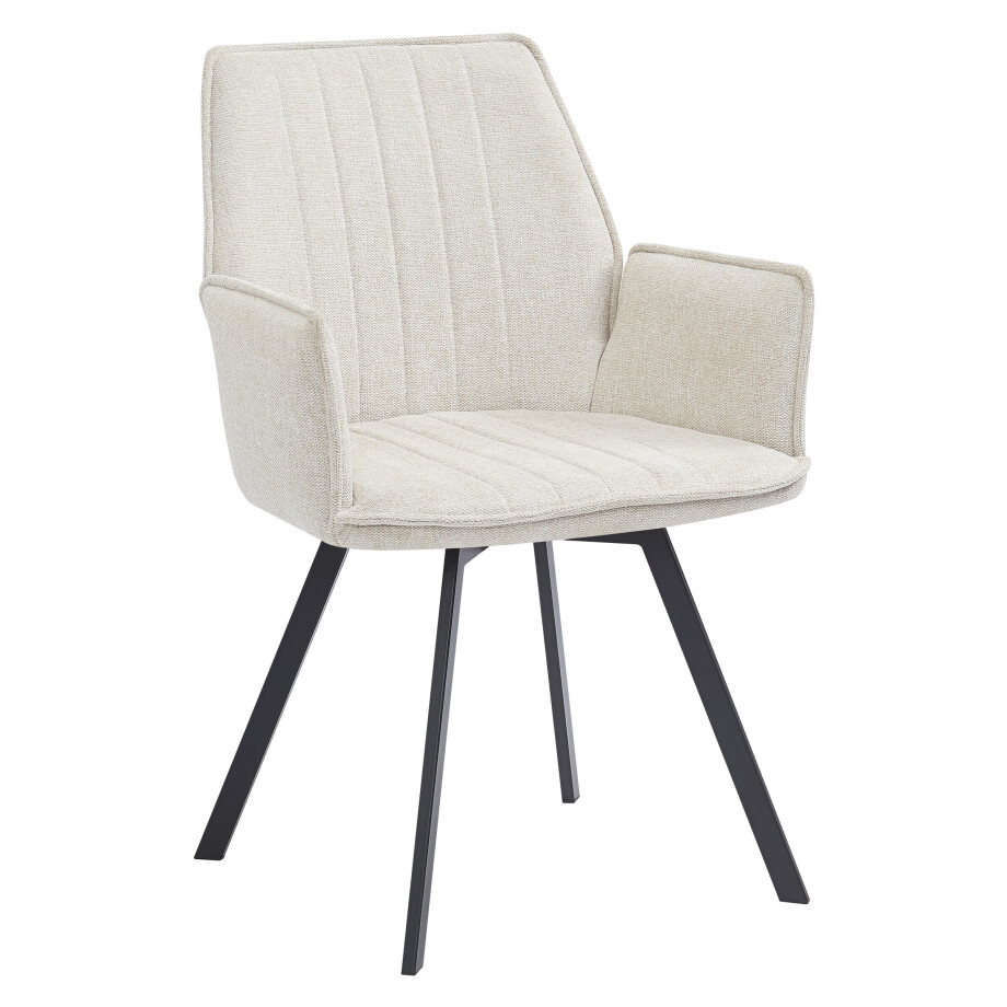 LivingFurn Eetkamerstoel 'Louise', Draaibaar kleur Beige LivingFurn Eetkamerstoel 'Louise', Draaibaar kleur Beige afbeelding 1