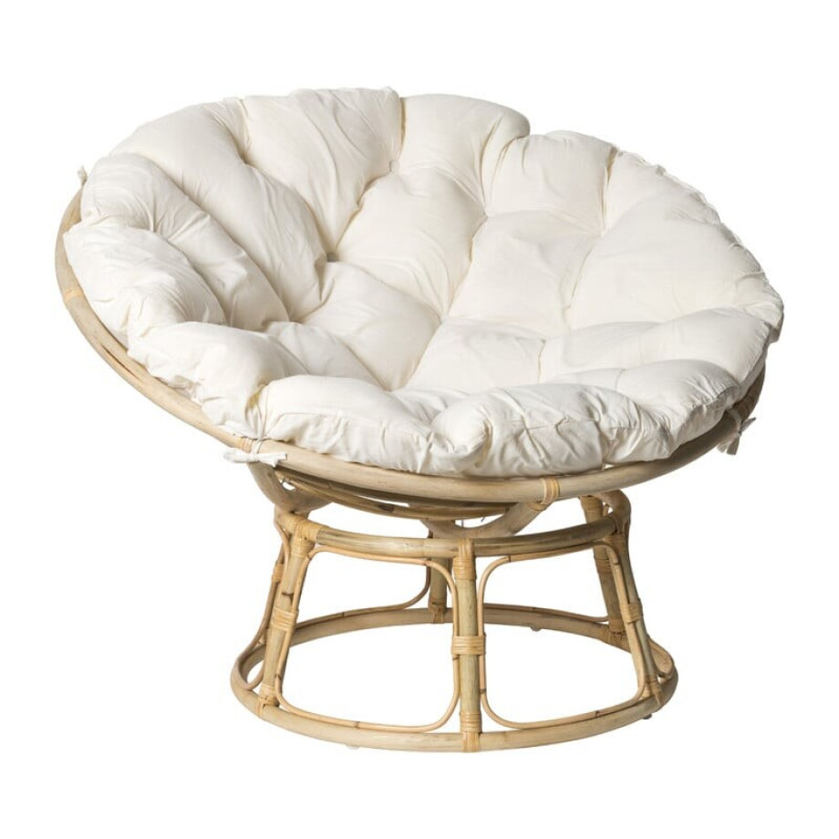 Rotan loungestoel Papasan - naturel - ø100x80 cm Rotan loungestoel Papasan - naturel - ø100x80 cm afbeelding