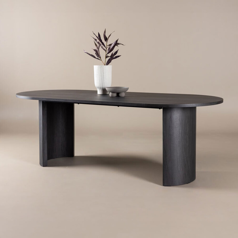 Nohr Ovale Eettafel 'Marysol' 220 x 100cm, kleur Zwart afbeelding 1