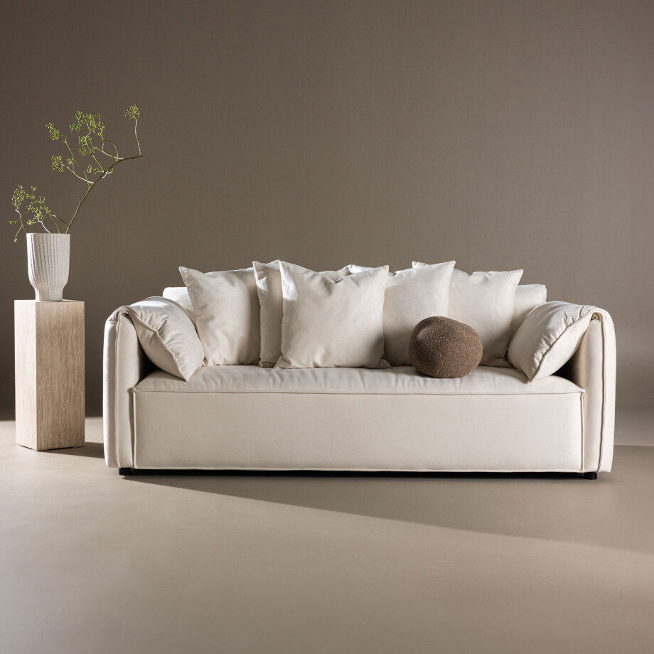 Nohr 3-zits Bank 'Errin' Velvet, kleur Beige Nohr 3-zits Bank 'Errin' Velvet, kleur Beige afbeelding 1