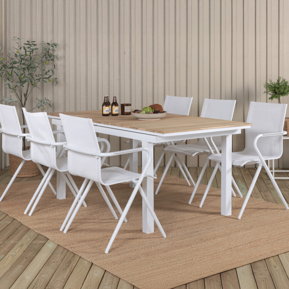 Nohr Uitschuifbare Tuintafel 'Constantina' Teakhout, 180/240 x 90cm, kleur Naturel/Wit afbeelding 1