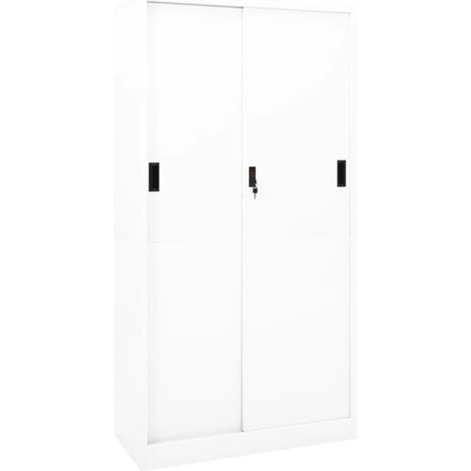 vidaXL - Kantoorkast - met - schuifdeuren - 90x40x180 - cm - staal - wit vidaXL - Kantoorkast - met - schuifdeuren - 90x40x180 - cm - staal - wit afbeelding 1