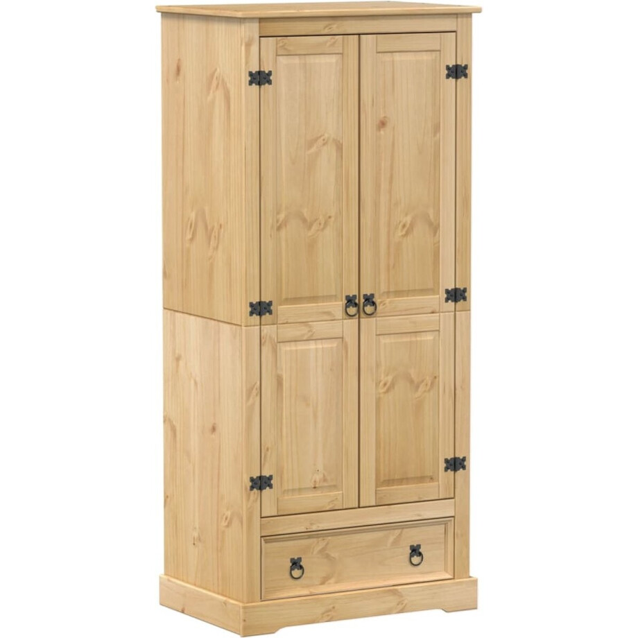 vidaXL - Kledingkast - Corona - 76x50x170 - cm - massief - grenenhout vidaXL - Kledingkast - Corona - 76x50x170 - cm - massief - grenenhout afbeelding 1