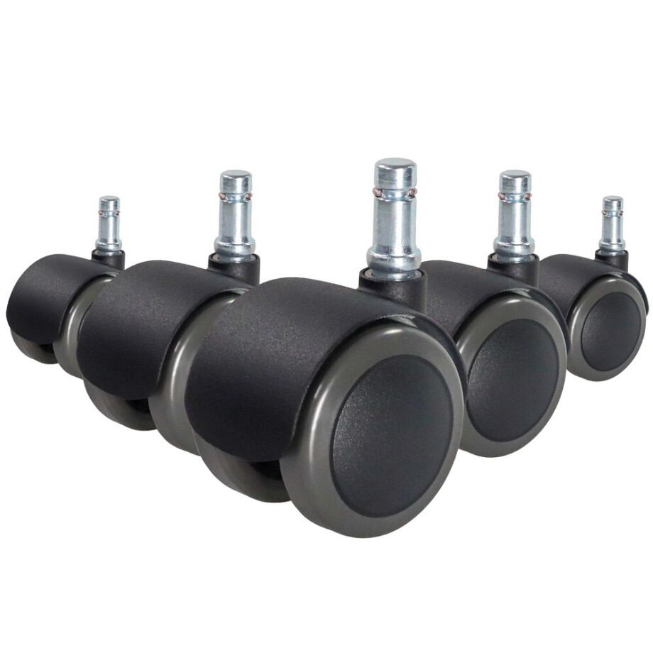 5x ROLO FIX 11mm/50mm Harde bodem - Bureaustoelwielen Zwart 5x ROLO FIX 11mm/50mm Harde bodem - Bureaustoelwielen Zwart afbeelding 1