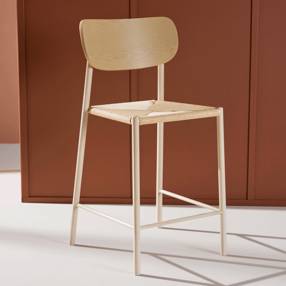 Nohr Barkruk 'Lakeithia' Rattan, kleur Whitewash/Naturel (zithoogte 67cm) Nohr Barkruk 'Lakeithia' Rattan, kleur Whitewash/Naturel (zithoogte 67cm) afbeelding 1