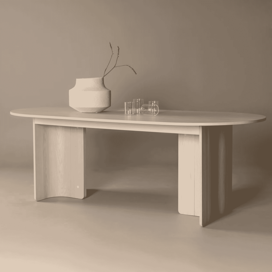 Nohr Ovale Eettafel 'Jadira' 220 x 100cm, kleur Whitewash Nohr Ovale Eettafel 'Jadira' 220 x 100cm, kleur Whitewash afbeelding 1