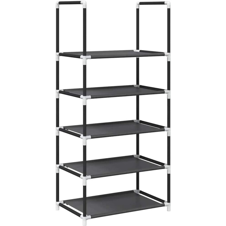 vidaXL - Schoenenrek - 5-laags - 44x28x94 - cm - nonwoven - stof - zwart vidaXL - Schoenenrek - 5-laags - 44x28x94 - cm - nonwoven - stof - zwart afbeelding 1