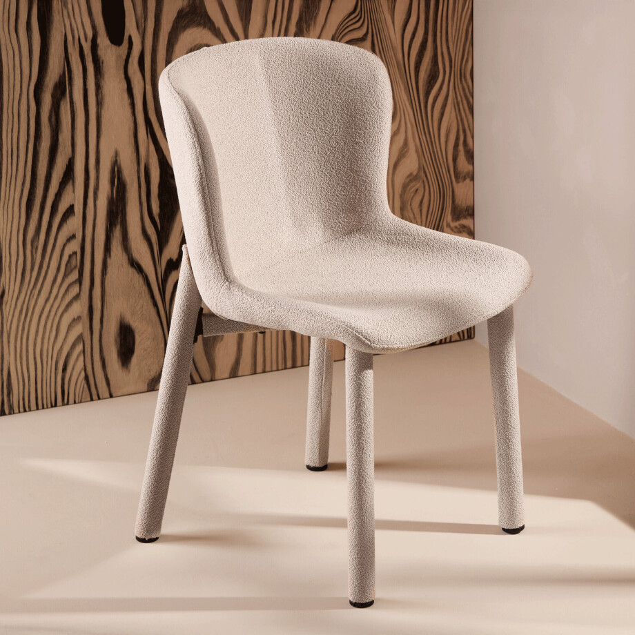 Nohr Eetkamerstoel 'Breena' Bouclé, kleur Beige afbeelding 1