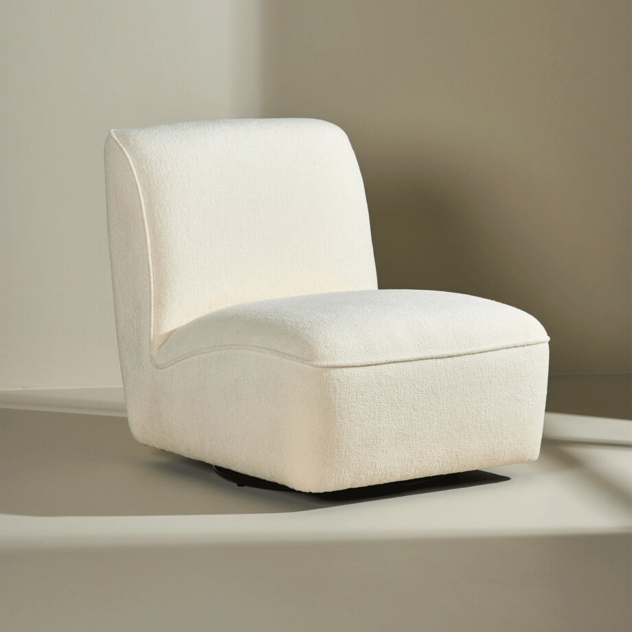 Nohr Draaifauteuil 'Kavitha' Bouclé, kleur Wit afbeelding 1