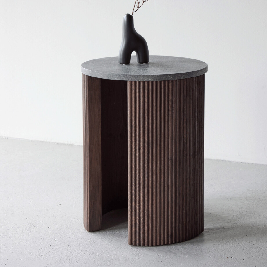 Nohr Ronde Bijzettafel 'Phallon' 40cm, kleur Mokka/Betonlook Nohr Ronde Bijzettafel 'Phallon' 40cm, kleur Mokka/Betonlook afbeelding