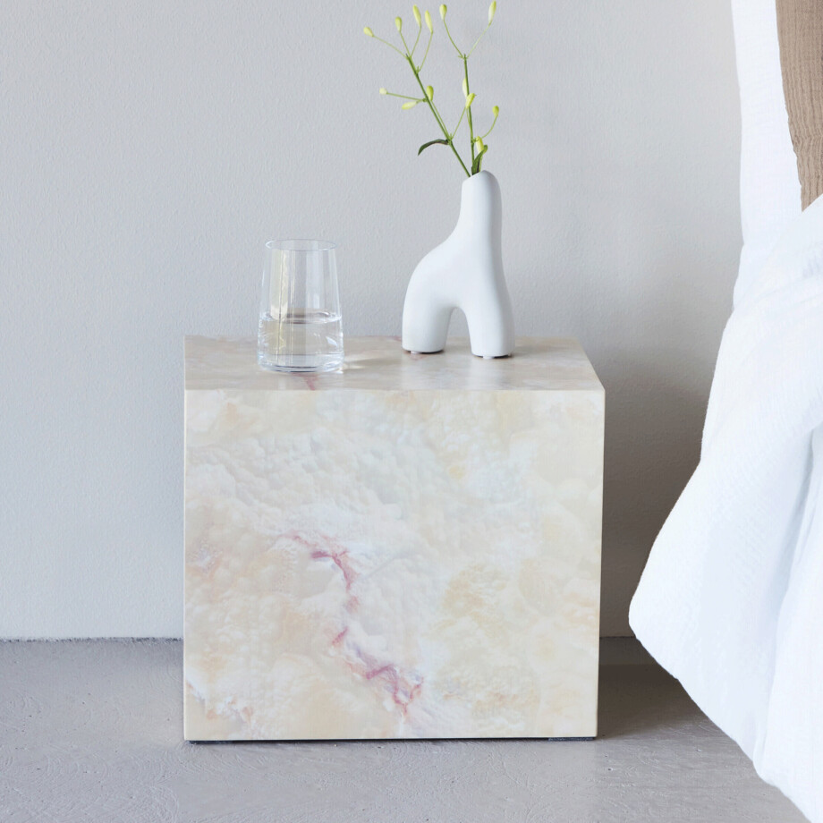 Nohr Bijzettafel 'Katiana' Marmerlook, 35 x 25cm, kleur Beige afbeelding 1
