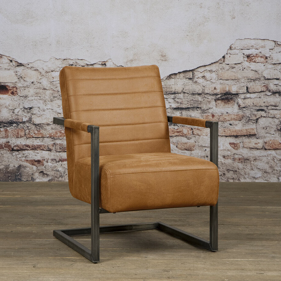 Tower Living Fauteuil 'Rocca' Leder, kleur Cognac afbeelding 1