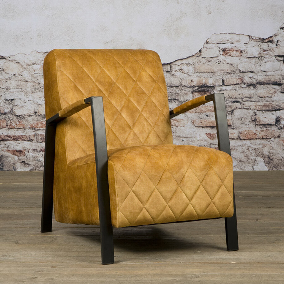 Tower Living Fauteuil 'Villa' Velvet, kleur Geel afbeelding 1