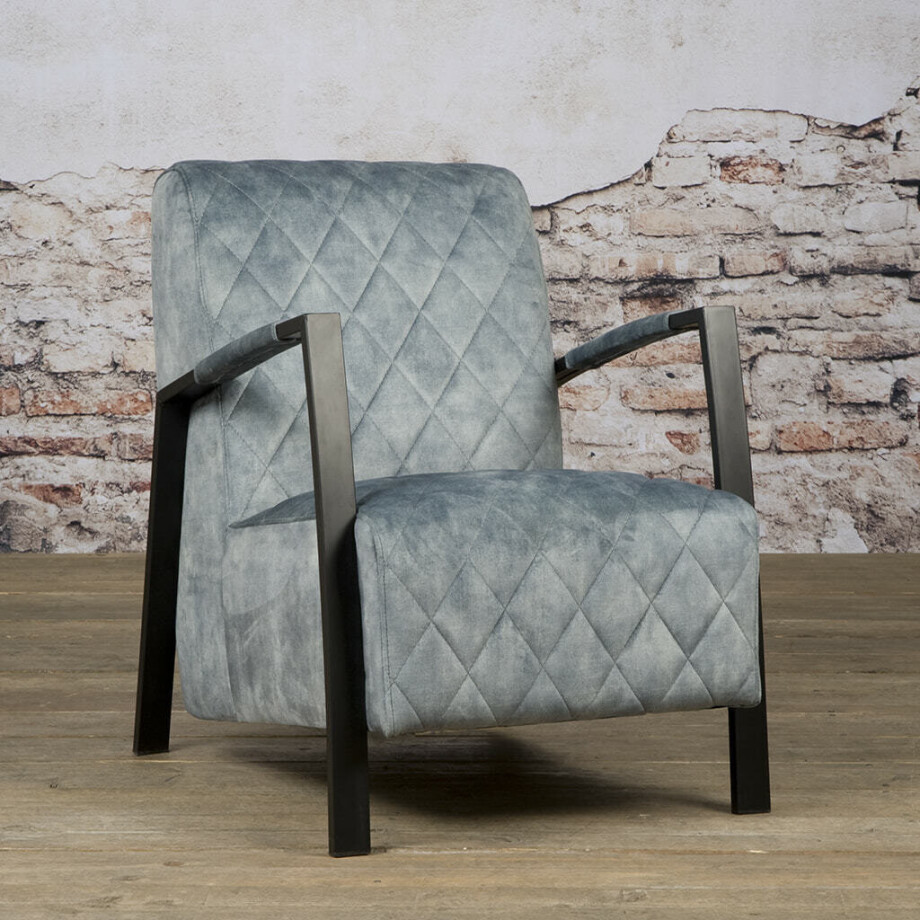 Tower Living Fauteuil 'Villa' Velvet, kleur Blauw Tower Living Fauteuil 'Villa' Velvet, kleur Blauw afbeelding 1