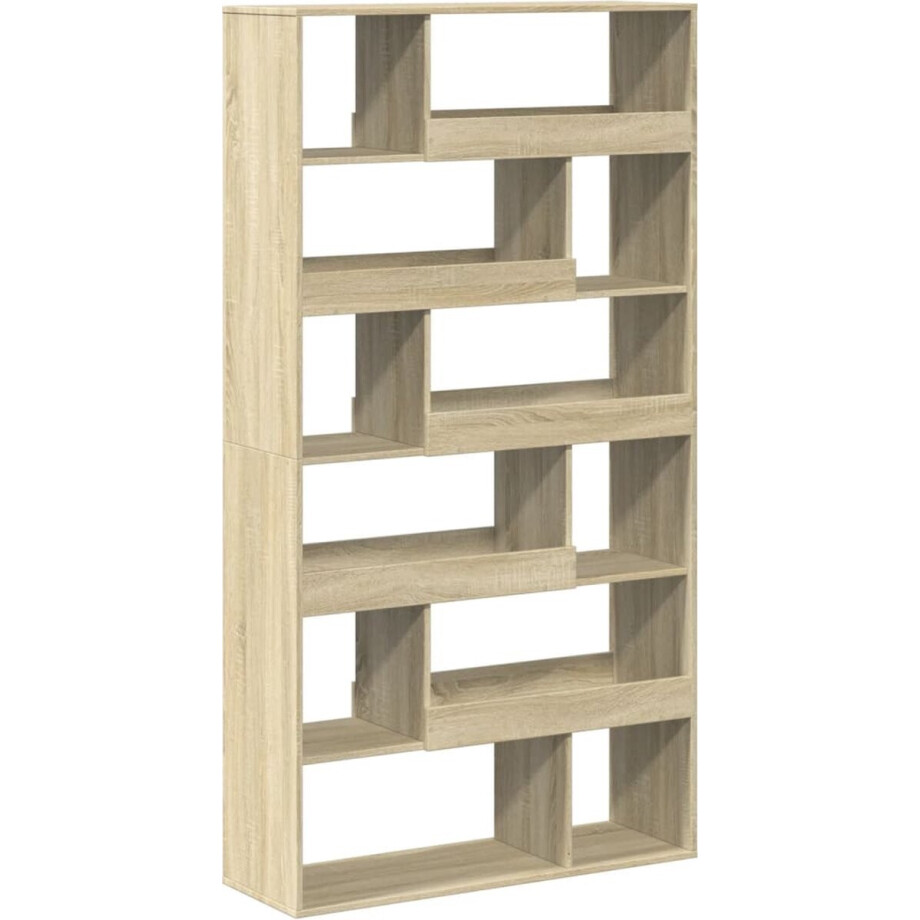 vidaXL - Boekenkast - 100x33x187,5 - cm - bewerkt - hout - sonoma - eikenkleurig afbeelding 1