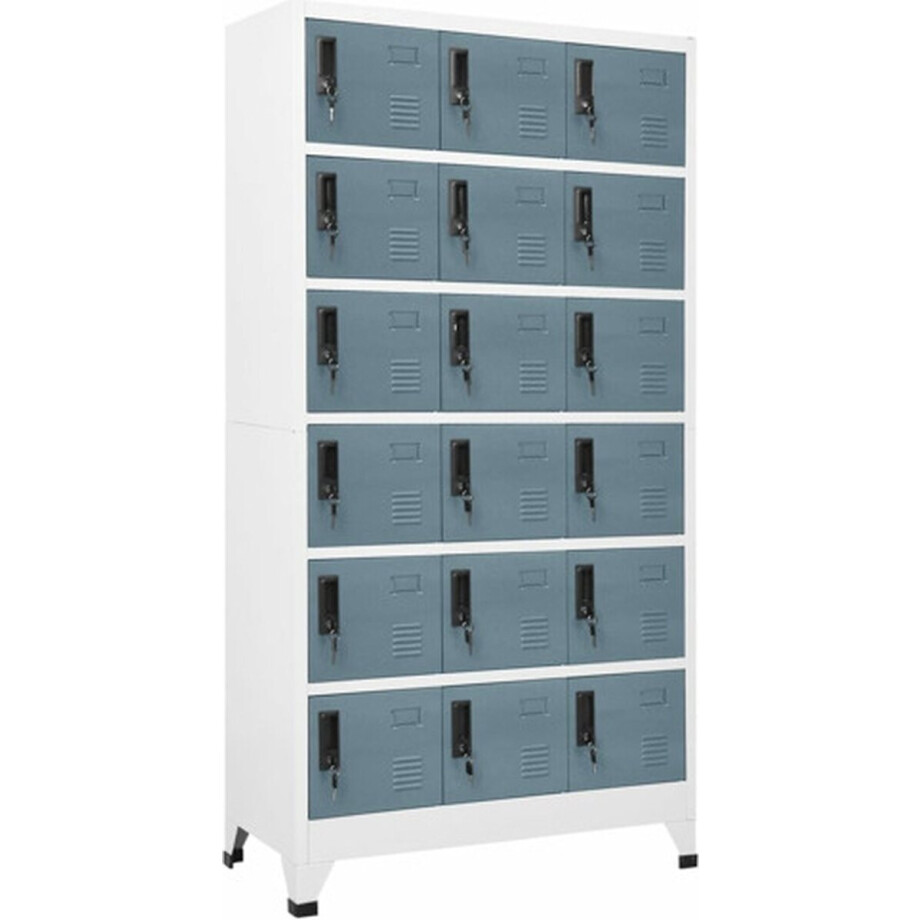 vidaXL - Lockerkast - 90x40x180 - cm - staal - lichtgrijs - en - donkergrijs vidaXL - Lockerkast - 90x40x180 - cm - staal - lichtgrijs - en - donkergrijs afbeelding 1