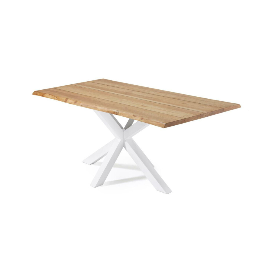 Kave Home Eettafel 'Argo' Wit/Eiken, 160 x 90cm Kave Home Eettafel 'Argo' Wit/Eiken, 160 x 90cm afbeelding