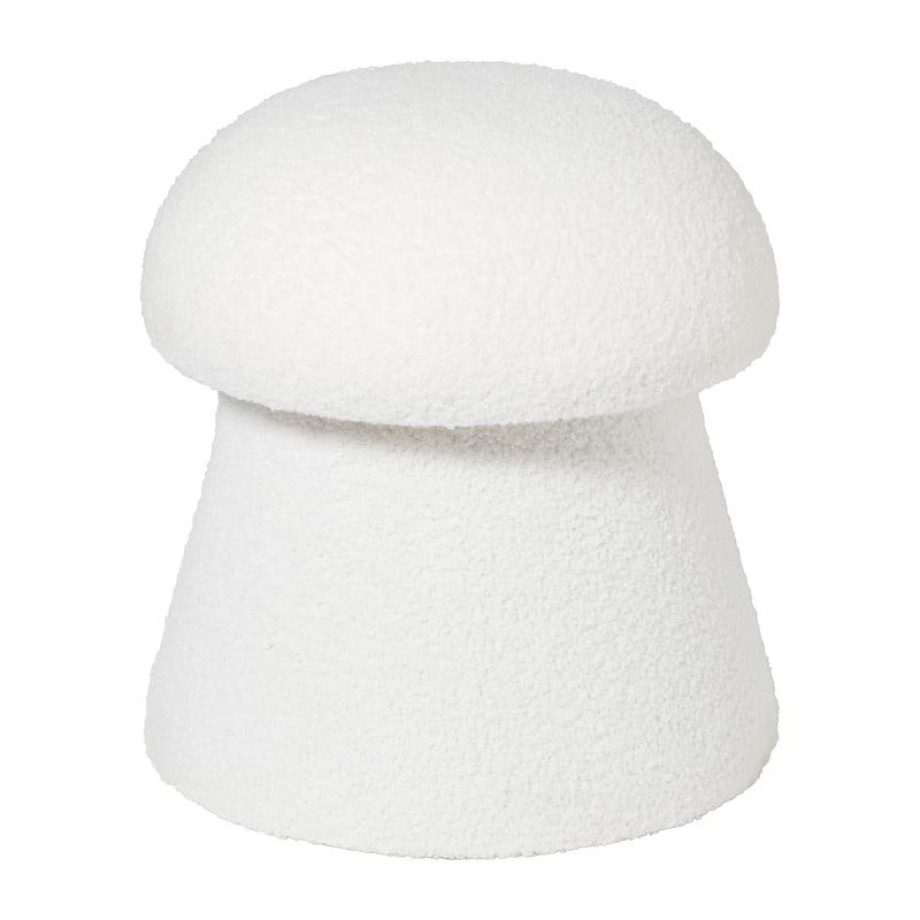 Poef Teddy Mushroom - wit - ø36x38 cm afbeelding 