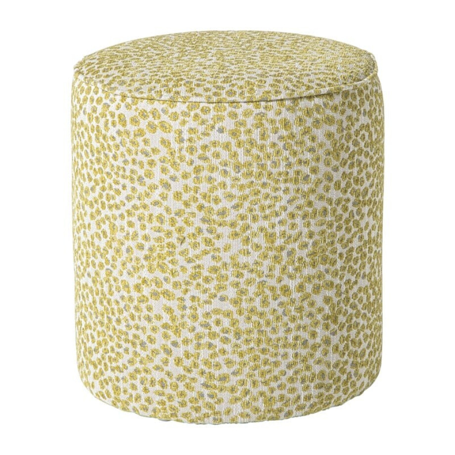 Poef jacquard - geel - ø35x39 cm afbeelding 