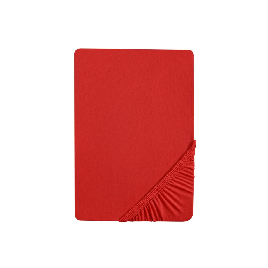 Biberna Jersey hoeslaken (Rood, 180-200 x 200 cm) Biberna Jersey hoeslaken (Rood, 180-200 x 200 cm) afbeelding 1