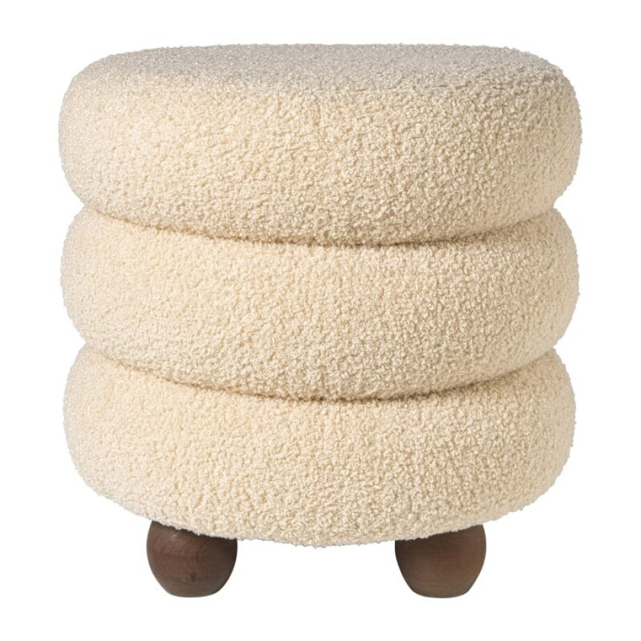 Poef bubbles - beige - ø38x42 cm afbeelding 