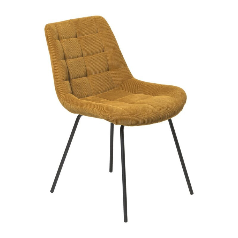 Eetkamerstoel ribstof - cognac - 84x52x52 cm Eetkamerstoel ribstof - cognac - 84x52x52 cm afbeelding