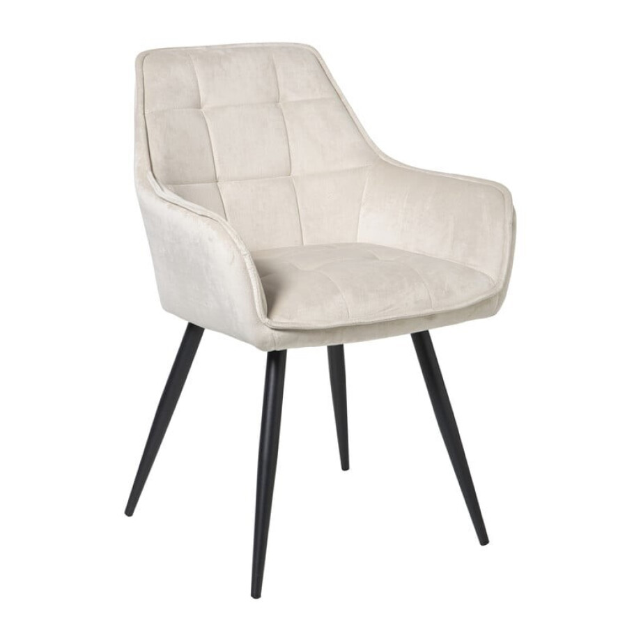 Eetkamerstoel velvet met armleuning - beige - 87x56.5x43 cm Eetkamerstoel velvet met armleuning - beige - 87x56.5x43 cm afbeelding