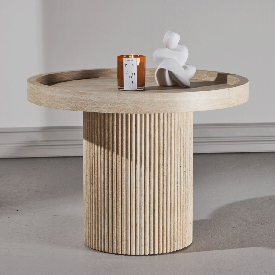 Nohr Ronde Bijzettafel 'Mikos' Travertinlook, 60cm afbeelding 1