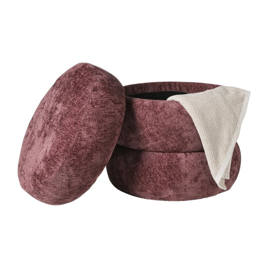 Opbergpoef bubbles - bordeauxrood - ø41x41 cm afbeelding 