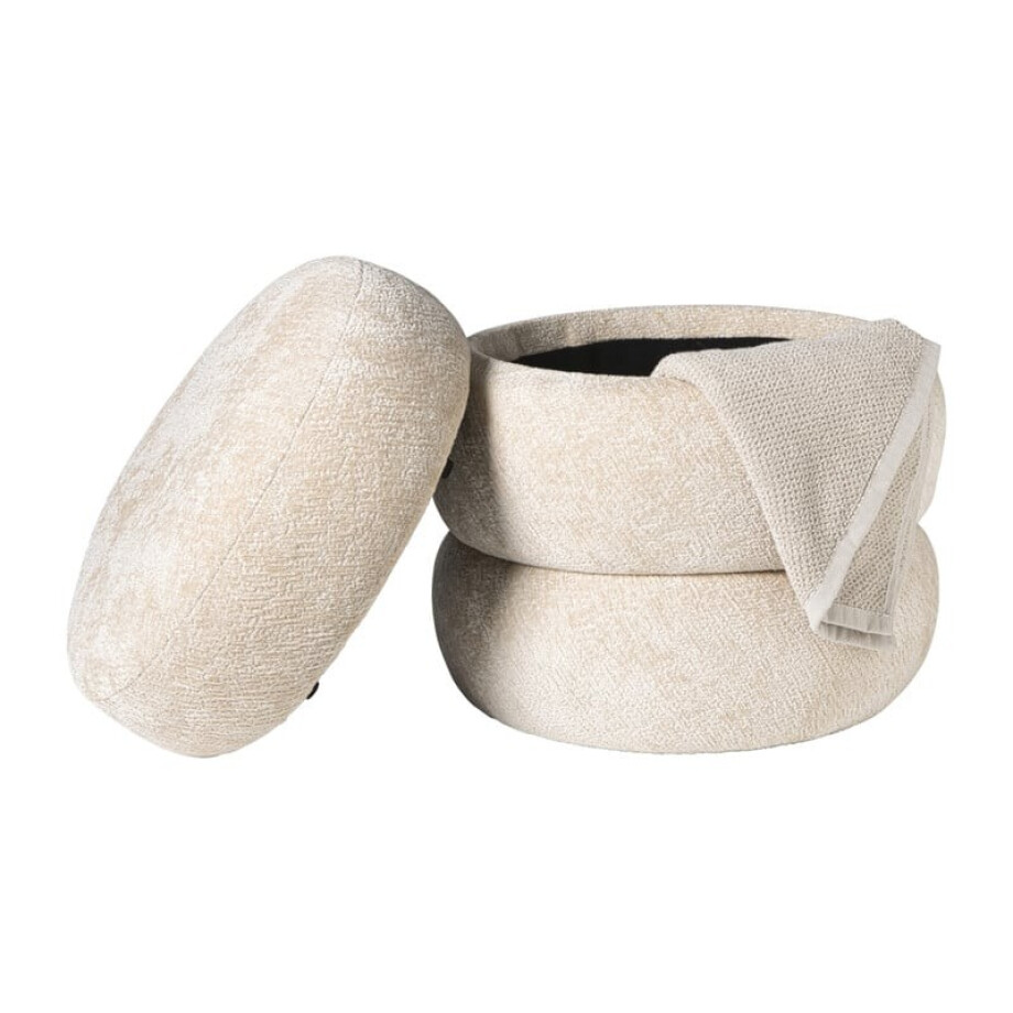 Opbergpoef bubbles - beige - ø41x41 cm afbeelding 