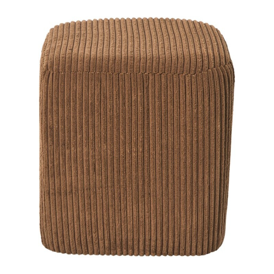 Poef rib vierkant- bruin - 38x35x35 cm afbeelding 
