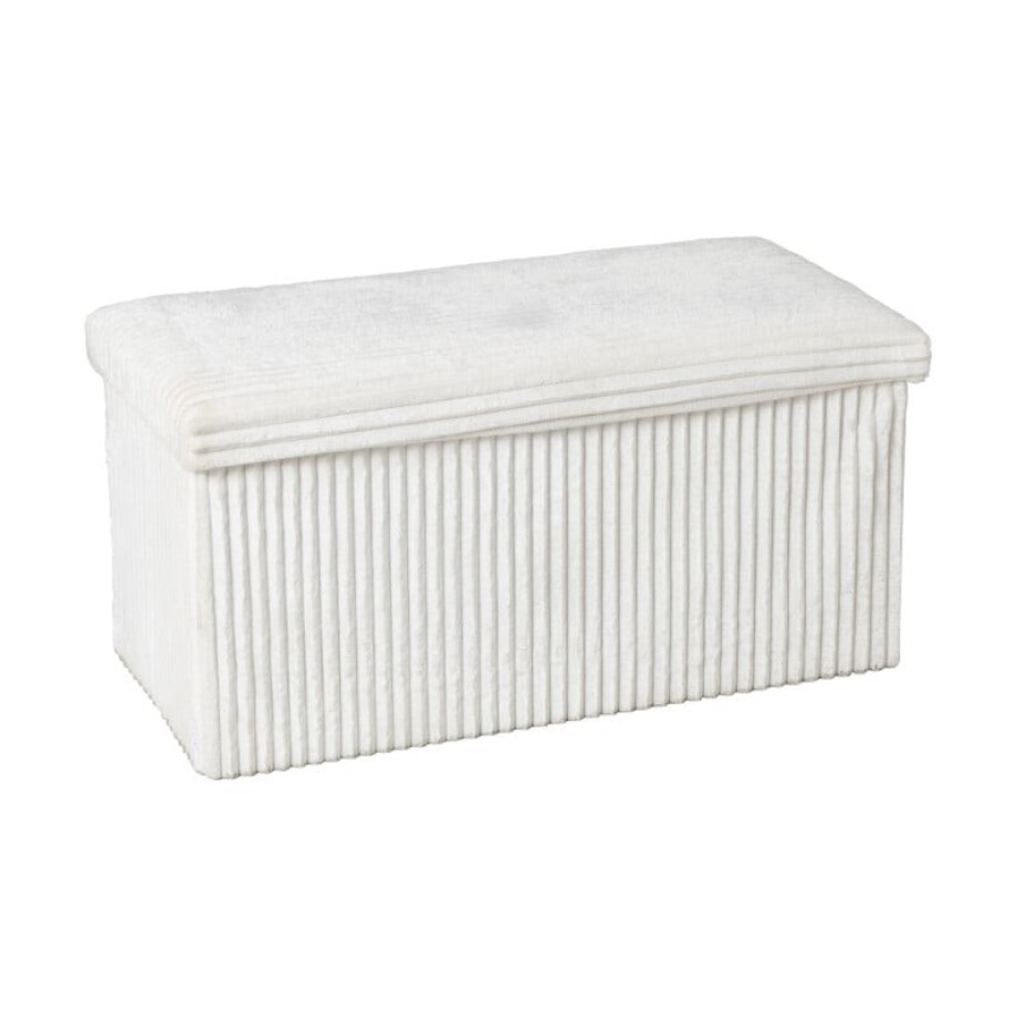 Opbergbox teddy rib rechthoekig - wit - 38x76x38 cm afbeelding 