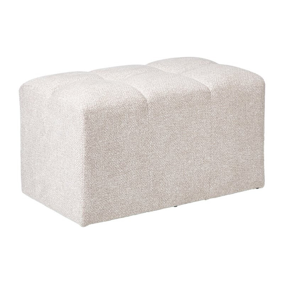 Poef chenille - beige - 38x66x38 cm afbeelding 