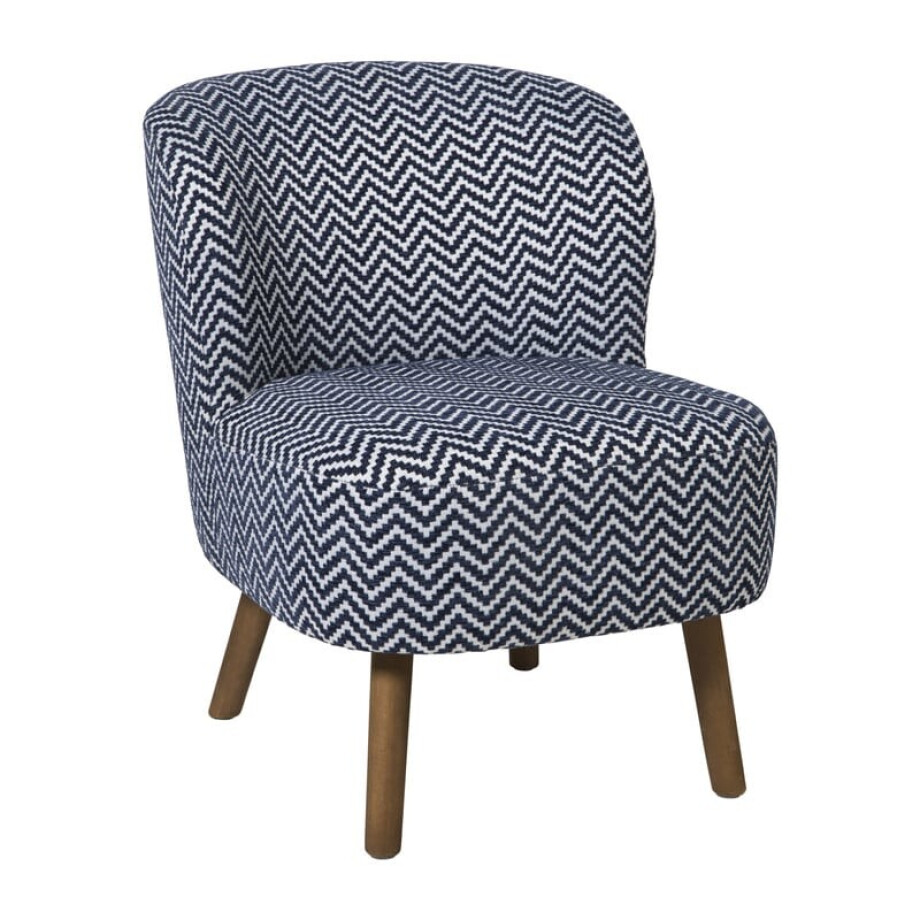 Fauteuil zigzag - blauw/wit - 69x66x56 cm Fauteuil zigzag - blauw/wit - 69x66x56 cm afbeelding