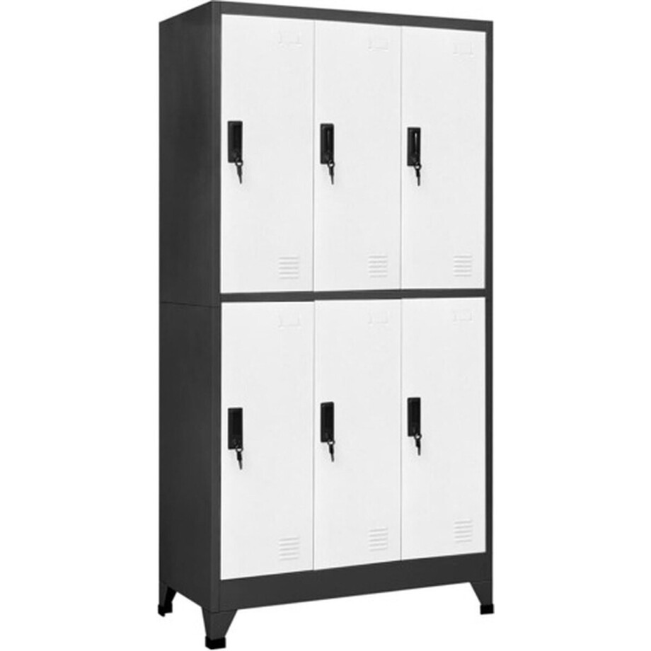 vidaXL - Lockerkast - 90x45x180 - cm - staal - antracietkleurig - en - wit vidaXL - Lockerkast - 90x45x180 - cm - staal - antracietkleurig - en - wit afbeelding 1