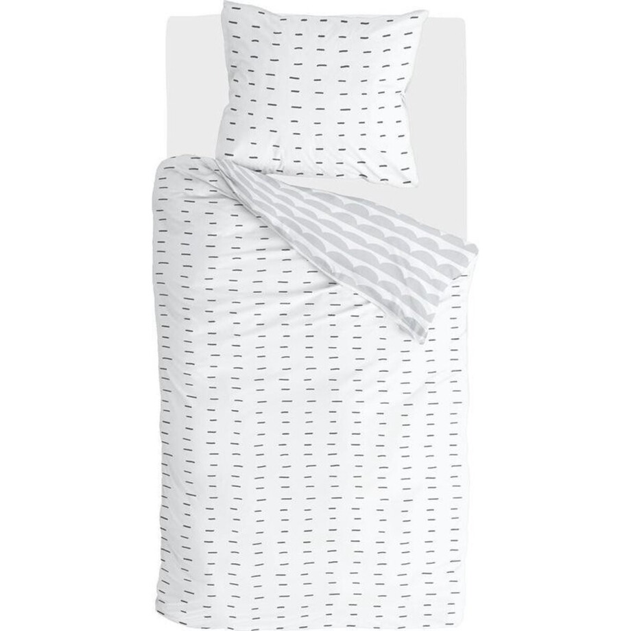 Walra Dekbedovertrek More Dashes - 155x220 - 100% Katoen - Wit / Grijs afbeelding 1