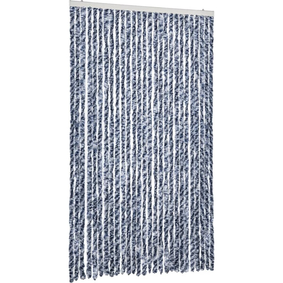 vidaXL - Vliegengordijn - 118x220 - cm - chenille - blauw - en - wit afbeelding 1