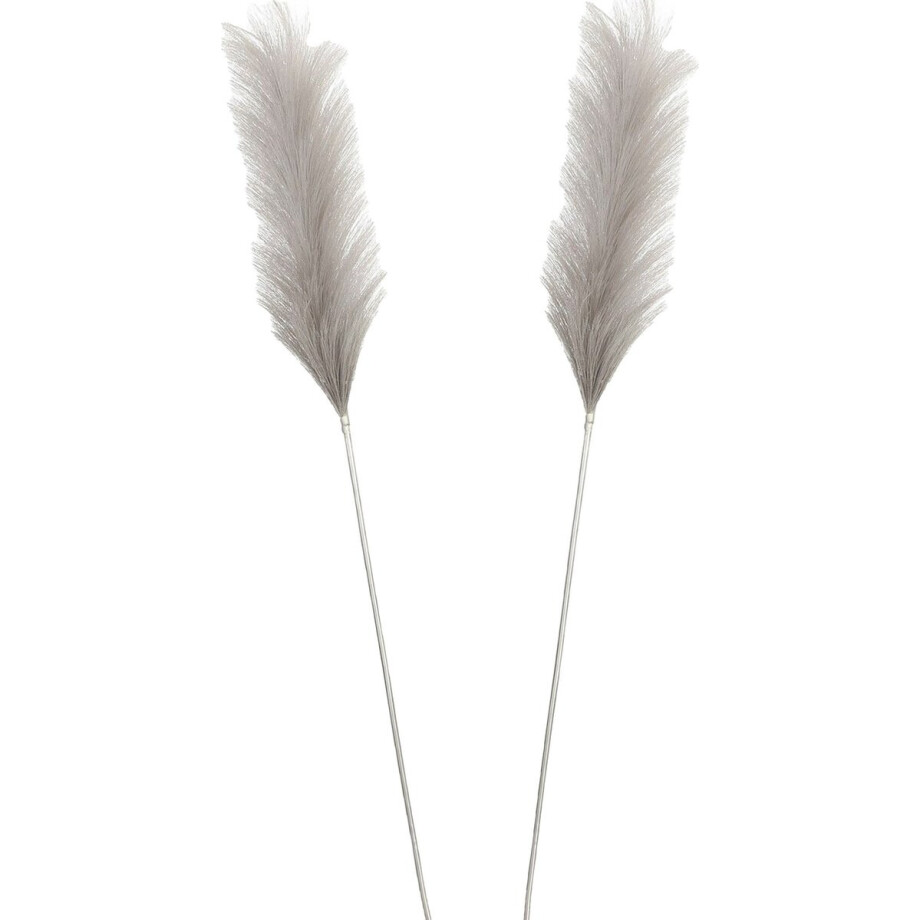House of Seasons Pluimgras losse steel/tak - 2x - zilvergrijs - 104 cm - Decoratie kunst bloemen afbeelding 1