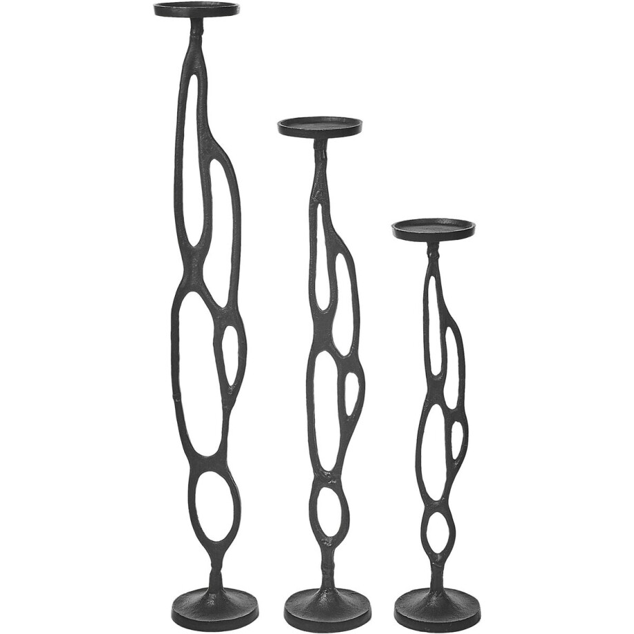 BUNI - Kandelaar set van 3 - Zwart - Aluminium BUNI - Kandelaar set van 3 - Zwart - Aluminium afbeelding 1