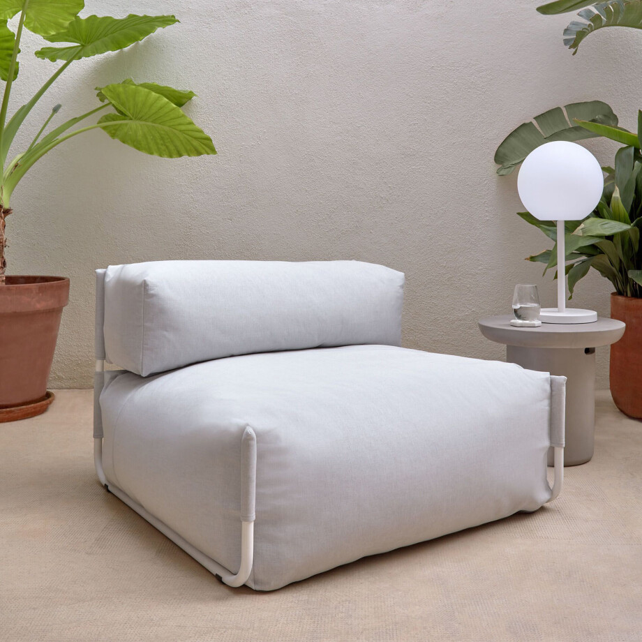 Kave Home Modulaire Outdoor Bank 'Square' kleur Lichtgrijs afbeelding 1