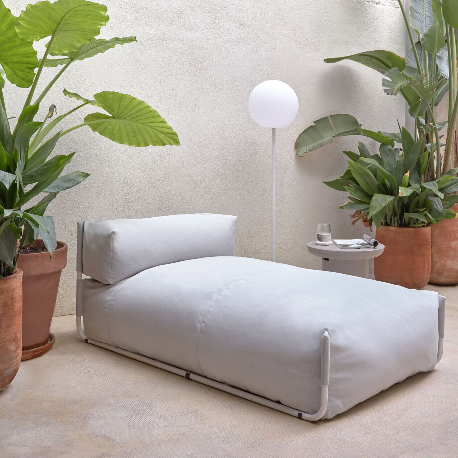 Kave Home Modulaire Outdoor Bank 'Square' Chaise Longue, kleur Lichtgrijs Kave Home Modulaire Outdoor Bank 'Square' Chaise Longue, kleur Lichtgrijs afbeelding 1