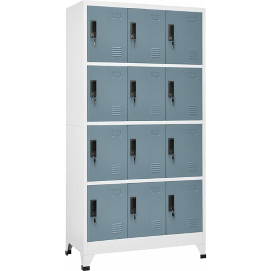 vidaXL - Lockerkast - 90x45x180 - cm - staal - lichtgrijs - en - donkergrijs vidaXL - Lockerkast - 90x45x180 - cm - staal - lichtgrijs - en - donkergrijs afbeelding 1